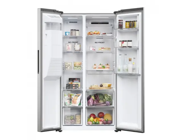 Ψυγείο Side by Side Haier SBS 90 Series 3 HSR3918EIMP Total No Frost, με Βρυσάκι Νερού, Συνολική Χωρητικότητα 515L, Ενεργειακή Κλάση E και Ύψος 177.5cm - Platinum Inox34004992 2
