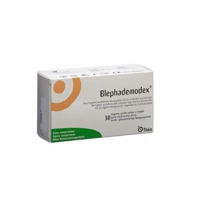 Thea Pharma Hellas Blephademodex Οφθαλμικά Εμποτισμένα Μαντηλάκια για Ανακούφιση από τα Έντονα Συμπτώματα Βλεφαρίτιδας, 30τμχ