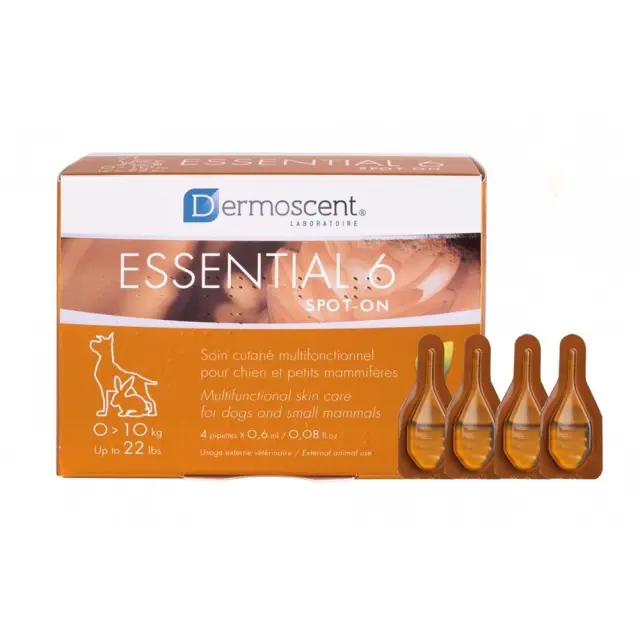 Dermoscent Essential 6 Spot On Θεραπεία για Δερματικές Παθήσεις για Σκύλο & Μικρά Θηλαστικά 4x0.6ml 0-10kg