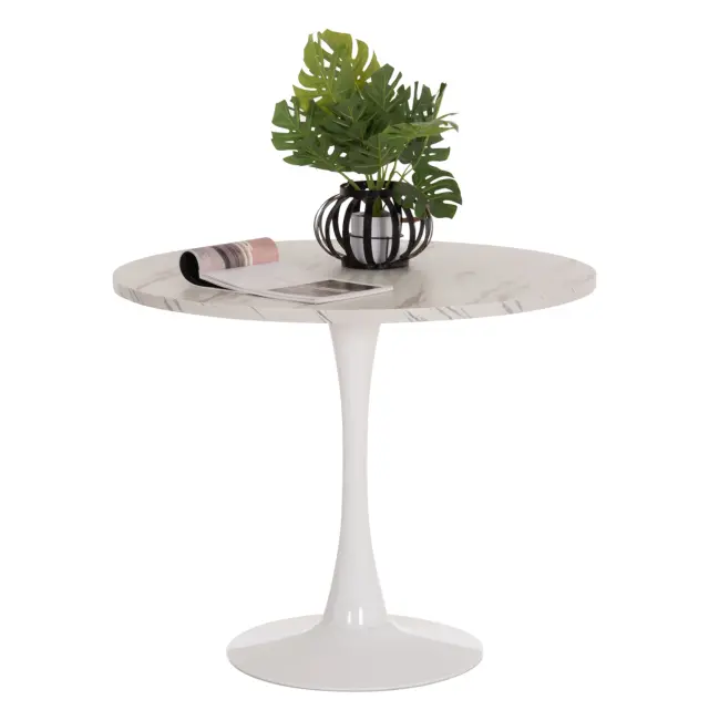 ΤΡΑΠΕΖΙ ΤΡΑΠΕΖΑΡΙΑΣ FB99421.11 ΣΤΡΟΓΓΥΛΟ WHITE MARBLE Φ90x74Υεκ.
