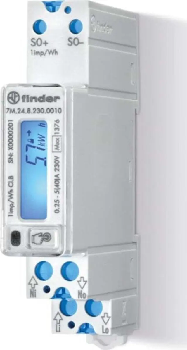 Energy meter 17.5mm, 1 ph.LCDisplay/40A/230VAC/S0/MID (7M.24.8.230.0010)