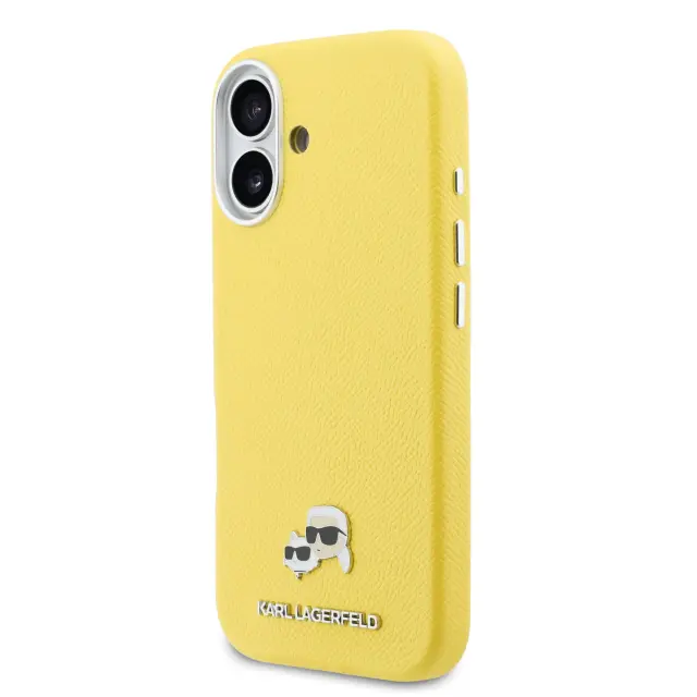 Karl Lagerfeld PU Karl and Choupette Heads Pins MagSafe Case for iPhone Air Yellow