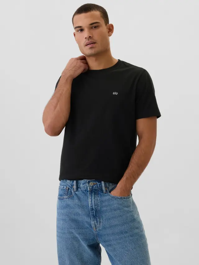 Ανδρική Gap Μπλούζα Everyday Soft με Mini-Logo true black
