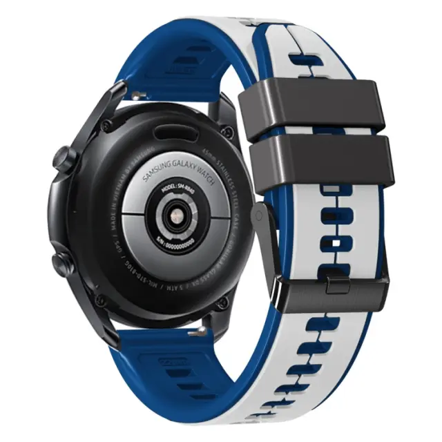Dual Colour Λουράκι για Smartwatch 22mm-White/Dark Blue OEM 2