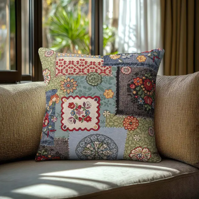 Beauty Home Μαξιλαροθήκη Folklore Jeans Patch 45 x 45 cm 2