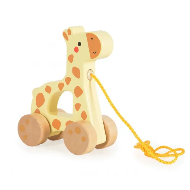 Ξύλινη Συρόμενη Καμηλοπάρδαλη Tooky Toys Giraffe TJ009 6972633376354