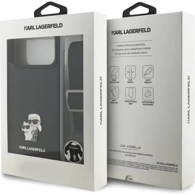 Karl Lagerfeld® Saffiano Back Cover με Λουράκι για iPhone 17 Pro Max/18 Pro Max-Μαύρο 2