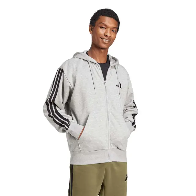 adidas Sportswear Men's 3Stripes Fleece Full-Zip Hoodie Γκρι JD1865 (adidas Sportswear) 3