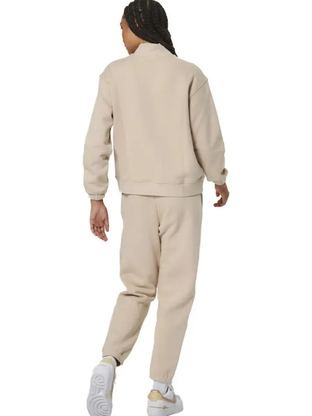 Body ActionΓυναικεία Βαμβακερή Μπλούζα με Φερμουάρ Moonbeam Grey - S 2