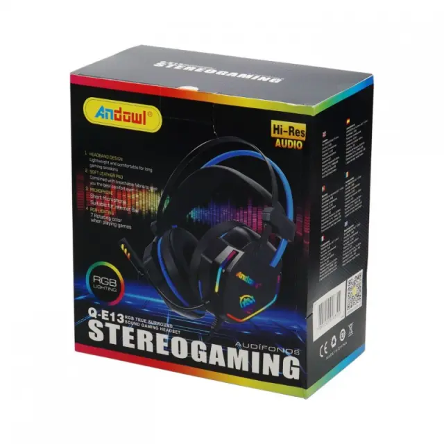 ΑΚΟΥΣΤΙΚΑ STEREO GAMING ΜΕ LED RGB ΦΩΤΙΣΜΟ ANDOWL Q-E13 3