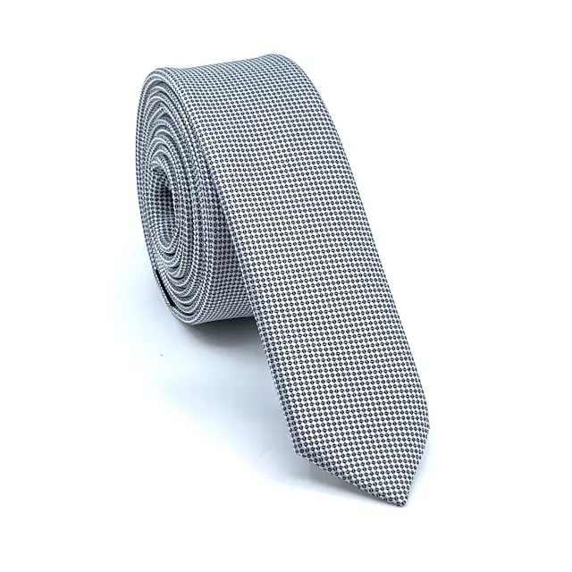 Γκρι Oxford Γραβάτα Slim 4,5 cm Σετ με Μαντηλάκι 3