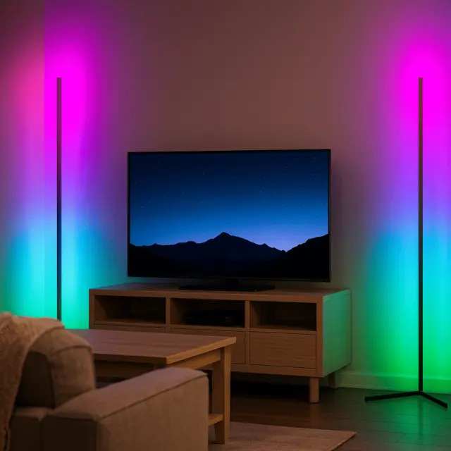 LIGHT4ME WALL POLE 1 corner standing floor lamp RGB LED white wireless remote Bluetooth app 152 cm 3