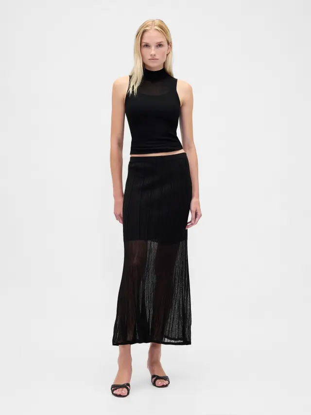 Sheer Maxi Πλεκτή Φούστα True black