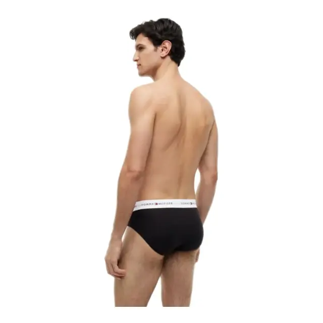 Tommy Hilfiger Ανδρικό Slip Logo Waistband - Τριπλό Πακέτο, Χρώμα Black-Black-Black White Wb 3