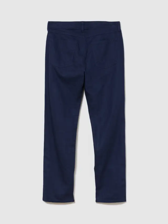 Παντελόνι Relaxed Straight από Λινό-Βαμβάκι military blue