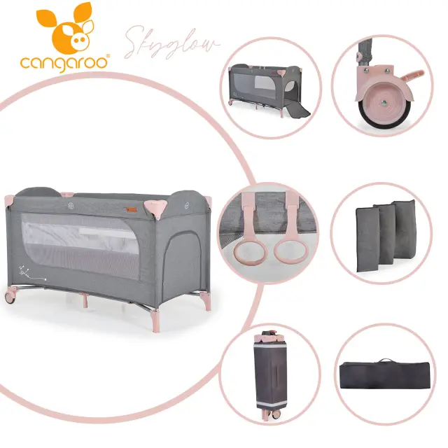 CANGAROO - Folding cot Skyglow 2 pink - 3800146248956