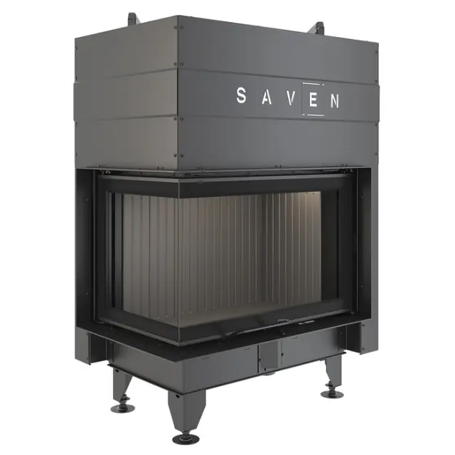 Ενεργειακό Γωνιακό Τζάκι Ξύλου 17.0kW Energy Up 85х50x47L ECO - Saven Χρώμα κεραμικής επένδυσης Λευκό 3