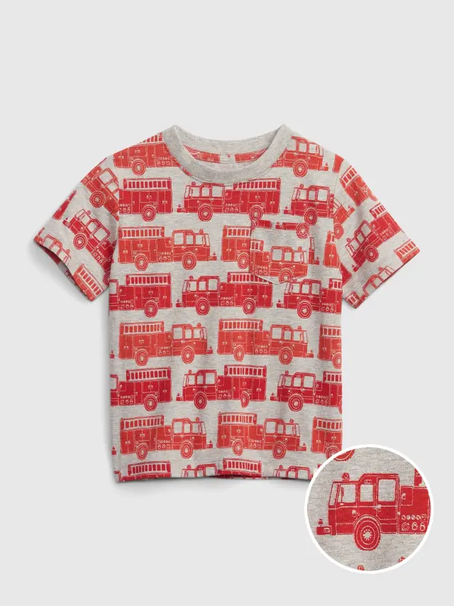 Νηπιακή 100% Οργανικό Βαμβάκι Mix and Match Pocket Μπλούζα firetruck red truck - 18-24M