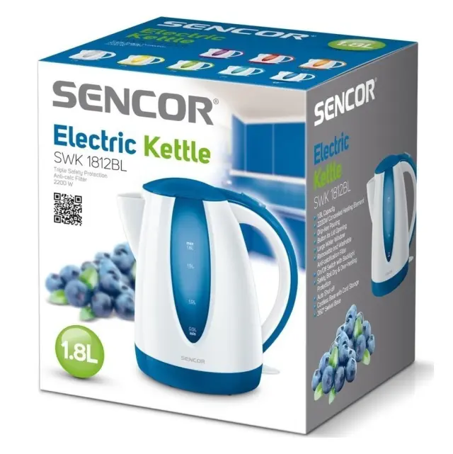 Βραστήρας Sencor SWK 1812BL 1.8lt 2000W με Διπλή Ένδειξη Στάθμης και Πλαστικό Σώμα Μπλε 2