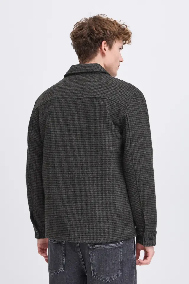 Casual Friday Ανδρικό FRILOF Καρό Μπουφάν – Dark Grey Melange - M 2