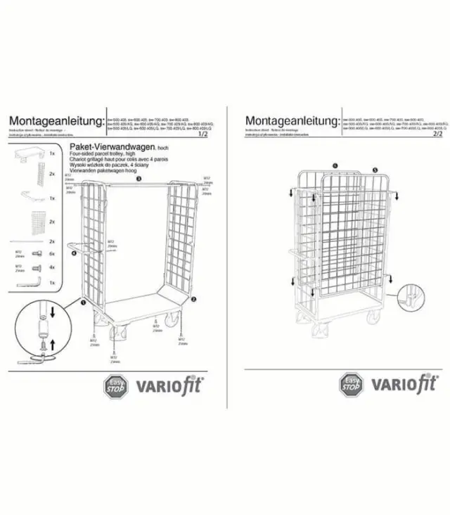Variofit sw-600.405/AG Τρόλεϊ Μεταφοράς 4 Πλευρών για Φορτίο Βάρους ως 500kg 3