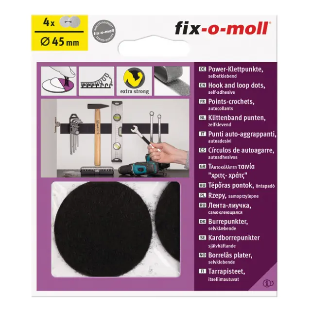 Power Hook+Loop Στρογγυλό Αυτοκόλλητο Μαύρο 45mm 4Σετ 2