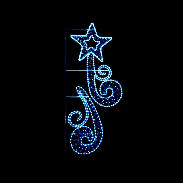 ΕΠΙΣΤΗΛΟ XMAS ΜΟΤΙΒΟ ΜΠΛΕ ΑΣΤΕΡΙ ΜΕ 2 ΚΟΡΔΕΛΕΣ 150LED ΘΕΡΜΟ ΣΤΑΘ.14m ΜΟΝΟΚΑΝΑΛΟΣ 1,5m IP65 / XPOLESTAR189