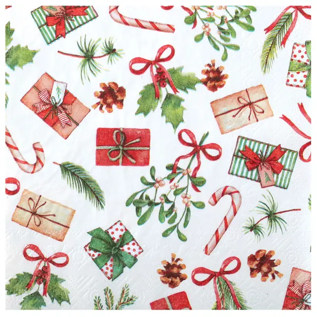 Χαρτοπετσέτες Φαγητού Christmas Bouquet - Γκι 33 x 33 εκ / 20 τμχ
