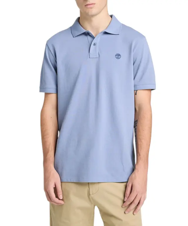 Timberland - Ανδρικό T-shirt Polo Short-Sleeve με Λογότυπο Oyster River TB0A2BRY-B88 Σιέλ - S