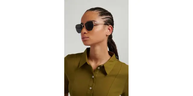 Polaroid Unisex Γυαλιά Ηλίου με Χρυσό Σκελετό και Χρυσό Φακό PLD4204/G J5G/WJ 2