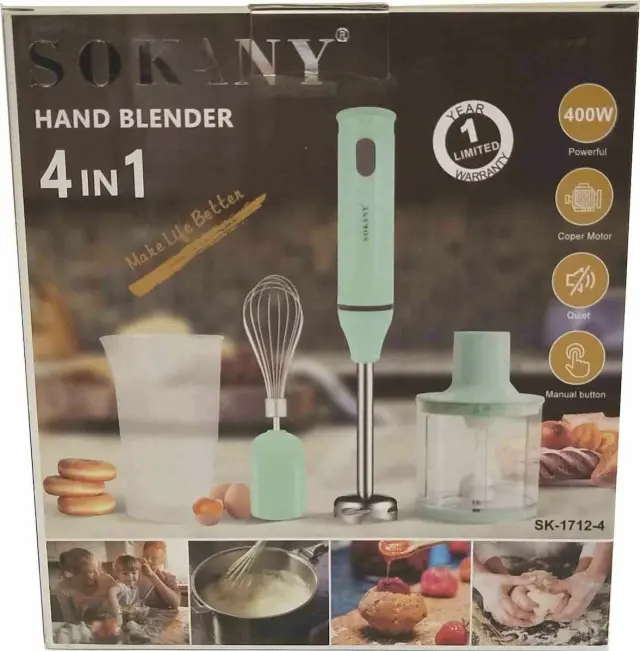 Sokany SK-1712-4 Ραβδομπλέντερ με Ανοξείδωτη Ράβδο 400W Λευκό 2