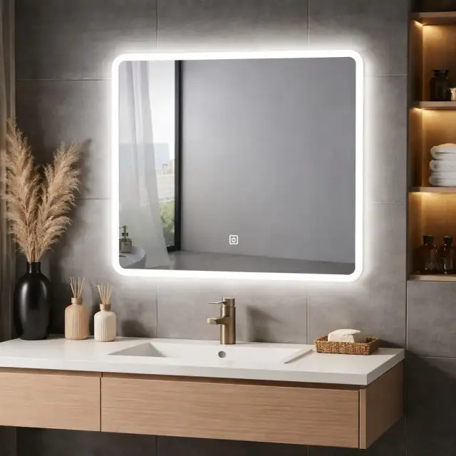 Καθρέφτης Μπάνιου LED 60x60cm με Περιμετρικό Φωτισμό, 3 Χρώματα Φωτός 3