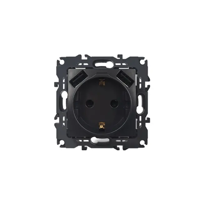 PRIME ΠΡΙΖΑ ΣΟΥΚΟ ΑΣΦΑΛΕΙΑΣ MAT ΑΝΘΡΑΚΙ 2P+E 16A 250VAC & 2 USB 5VDC 3.1A IP20 / 1000116305