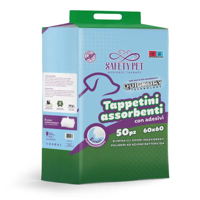 Safety Pet Quickdry Επιδαπέδιες Πάνες Σκύλου 60×60cm 50τμχ