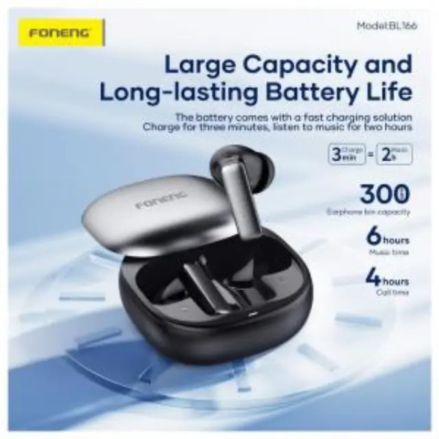 True Wireless Ακουστικά Bluetooth Foneng BL166 Sliding-Lid ANC+ENC Γκρι N70250 3