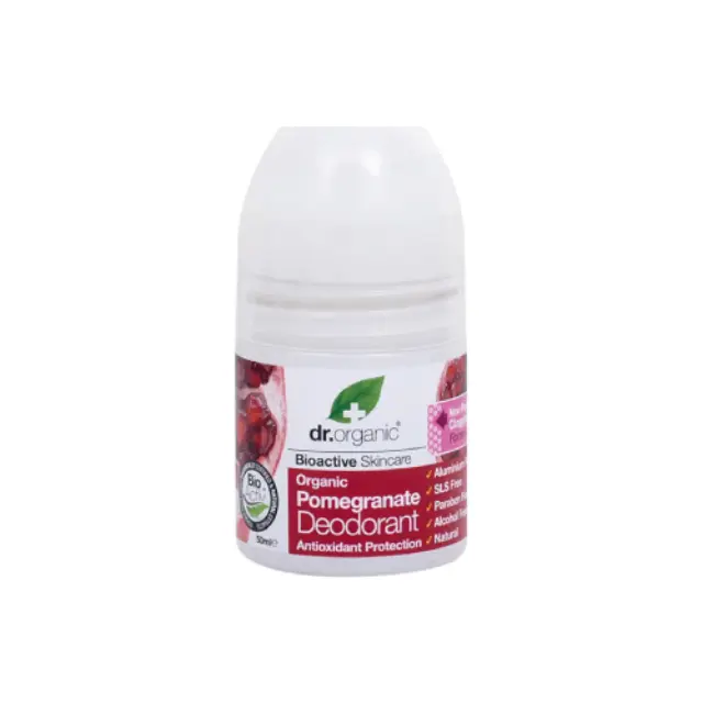 Dr.Organic Pomegranate Deodorant Roll-On Aποσμητικό σε Μορφή Roll-On με Βιολογικό Ρόδι & Αλόη Βέρα, 50ml