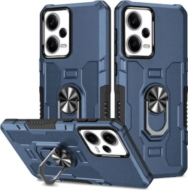 Xiaomi Poco X5 Pro Hybrid Shockproof Armor Case 360 Degree Metal Rotating Ring Car Mount Holder Blue (oem)