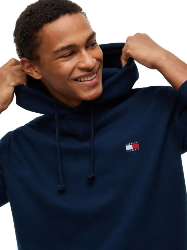 Tommy Hilfiger - Ανδρικό Φούτερ Badge Fleece Drawstring Regular Fit DM0DM23606-C1G Μπλε Σκούρο 3