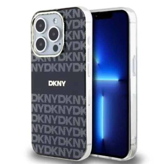 DKNY PC/TPU Repeat Pattern Tonal Stripe Magsafe Case for iPhone 13 Pro Max Black