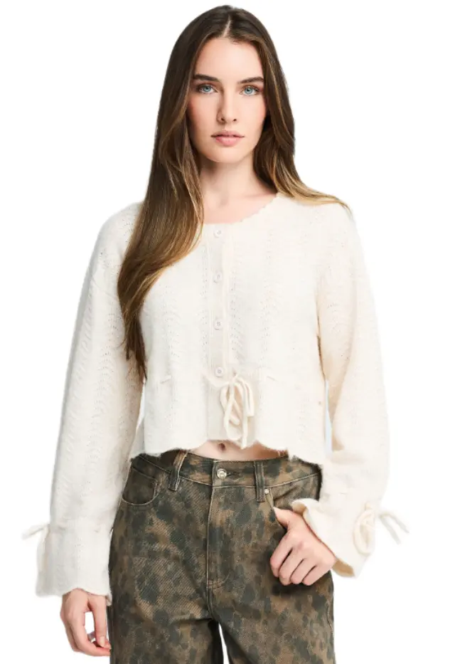 Funky Buddha γυναικεία πλεκτή ζακέτα pointelle FBL014-123-09-2
