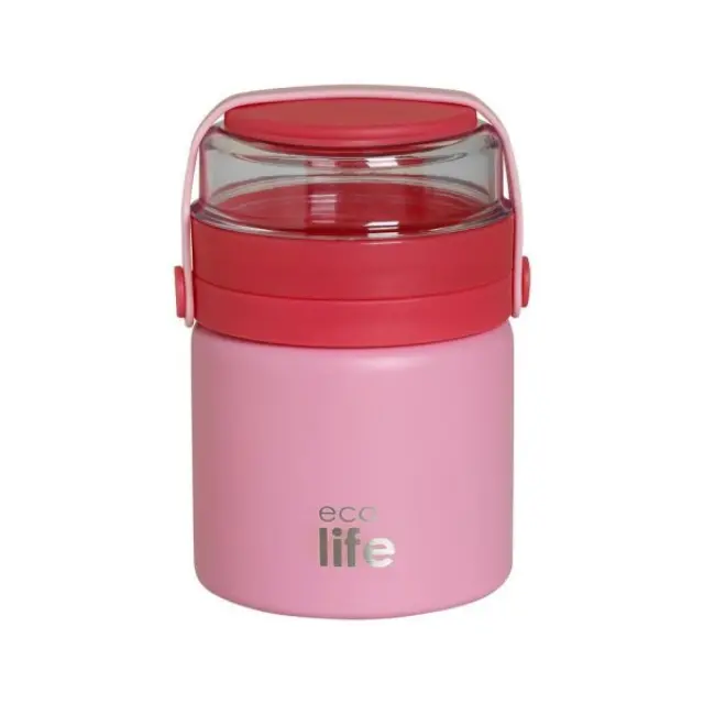 Eco Life Στρογγυλό Θερμός Φαγητού 450ml Pink 33-BO-9021
