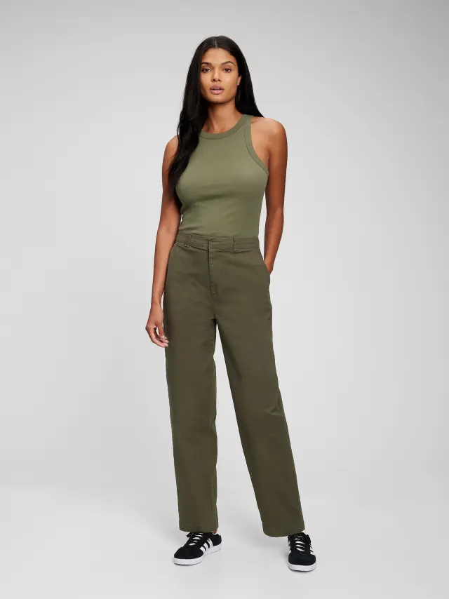 Πράσινο Straight Up Khaki Παντελόνι με Washwell army jacket green - 0