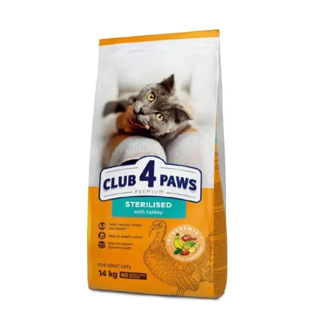 Club 4 Paws Sterilised Low Grain με Γαλοπούλα 14Kg Μονόχρωμο