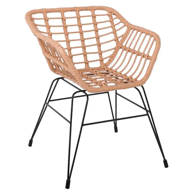 Πολυθρόνα Κήπου SALSA-S Μαύρο/Φυσικό Μέταλλο/Wicker 56x57x76cm
