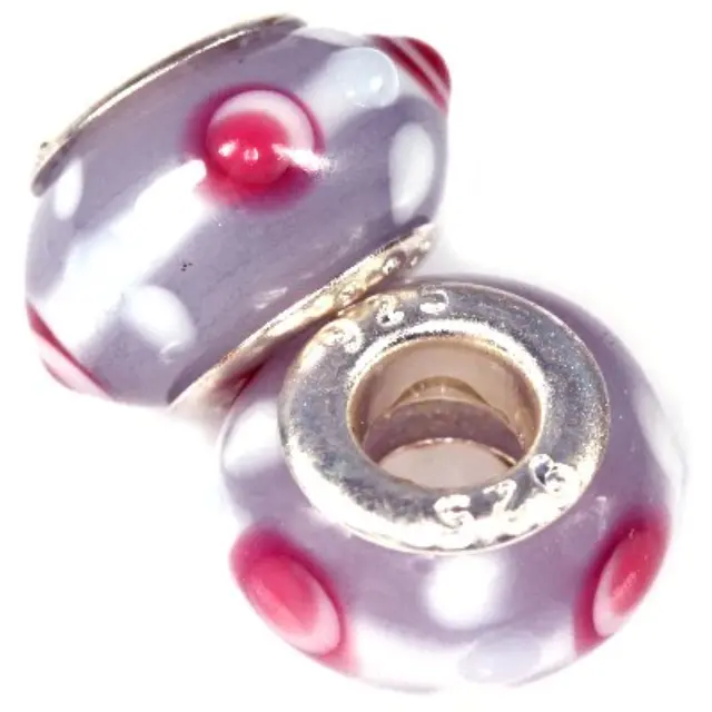 Χάντρα Modular Pink Insets on Lilac 9x14mm - 5τεμ
