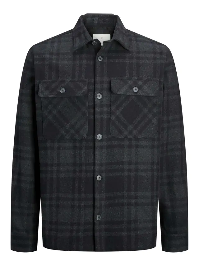 JPRRAYMOND MELANGE CHECK LS OVERSHIRT SN Black Beauty - L