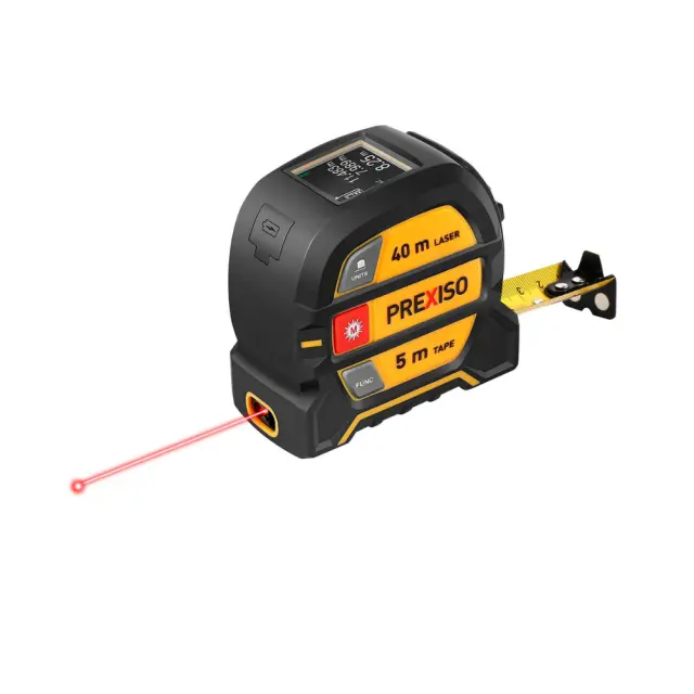 PREXISO ΕΠΑΝΑΦΟΡΤΙΖΟΜΕΝΟΣ ΜΕΤΡΗΤΗΣ ΑΠΟΣΤΑΣΕΩΝ LASER 40m & ΜΕΤΡΟ ΡΟΛΟ 5m(2 σε 1) PLT40LI