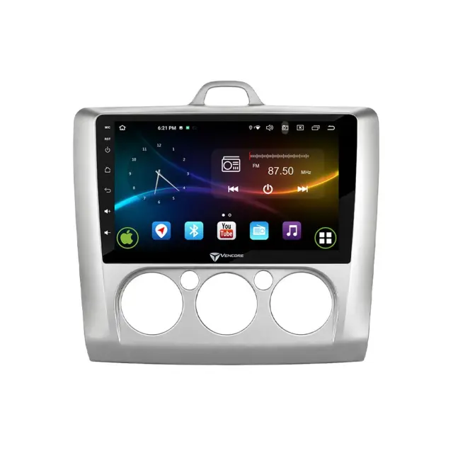 VenCore Οθόνη Multimedia Android 15 9" 9109A MTK6762 Octa-Core 2GB/32GB IPS με Πρόσοψη, CarPlay, Android Auto και Υποστήριξη Κάμερας Οπισθοπορείας AHD για Ford Focus Manual A/C 2004-2015 – Ασημί (3236-10007-0041SM) 2