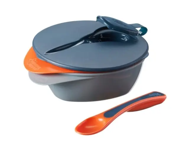 Tommee Tippee Παιδικό Μπωλ Σετ Φαγητού Με Προστατευτικό Καπάκι και Κουτάλι Easy Scoop Bowl Μαύρο 2τμχ 3