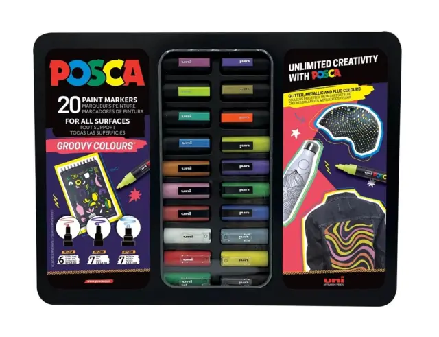 Σετ Ζωγραφικής Uni Posca Groovy Colours - 20 τεμάχιαPC METAL GROOVY_20P